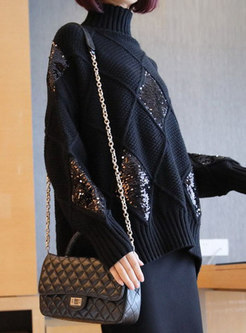 Sequin Diamond Pullover Loose Sweater