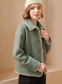 Turn Down Collar Single-breasted Straight Coat