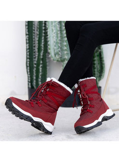 Short Plush Non-slip Lace-up Snow Boots