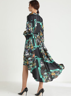 Plus Size Print High-low Maxi Dress