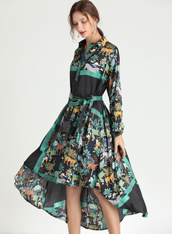 Plus Size Print High-low Maxi Dress