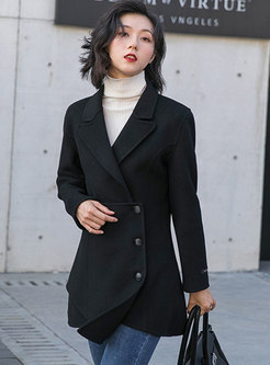 Notched Asymmetric Wool Mid-length Coat