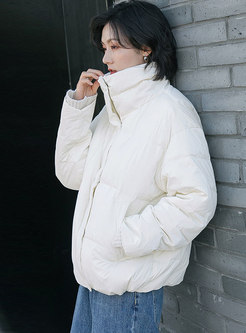 Lapel Straight Down Jacket With Side Pockets