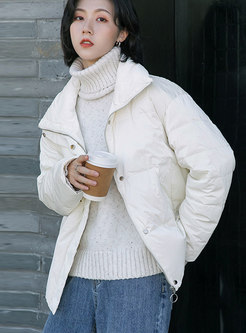 Lapel Straight Down Jacket With Side Pockets