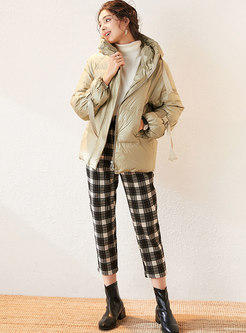 Hooded Straight Mid-length Down Coat