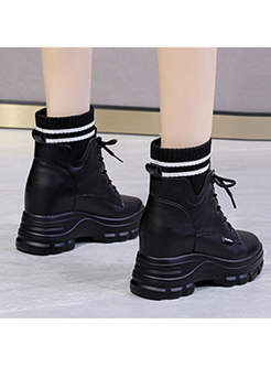 Short Plush Platform Wedge Ankle Boots
