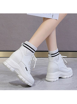 Short Plush Platform Wedge Ankle Boots