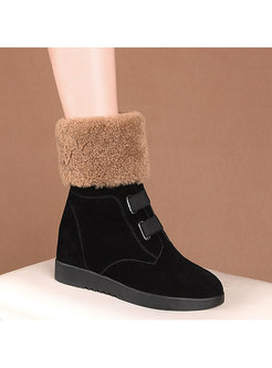 Lambswool Patchwork Wedge Ankle Boots