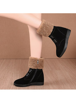 Lambswool Patchwork Wedge Ankle Boots