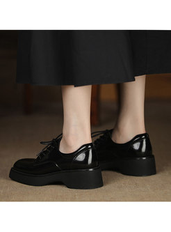 Lace-up Square Toe Low Block Heel Loafers