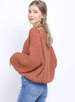 Plus Size Pullover Bat Sleeve Sweater