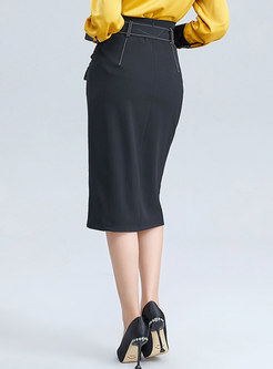 High Waisted Asymmetric Split Skirt
