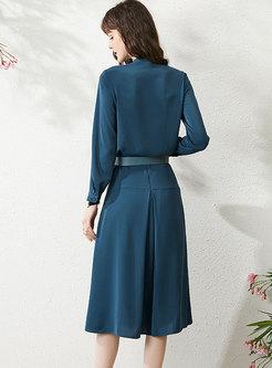 Bowknot Satin A Line Pleated Skirt Suits
