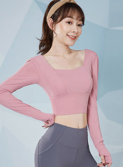 Square Neck Tight Fitness Cropped Top
