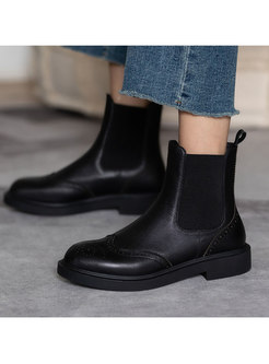 Rounded Toe Low Block Heel Ankle Boots