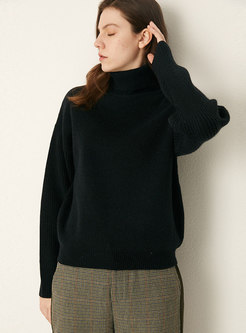 Turtleneck Long Sleeve Ribbed Soft Sweater