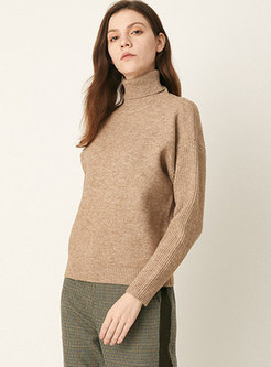 Turtleneck Long Sleeve Ribbed Soft Sweater