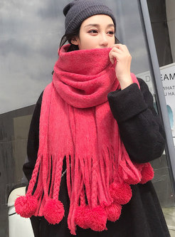 Solid Faux Cashmere Fringed Shawl Scarf