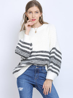 Plus Size Pullover Striped Loose Sweater