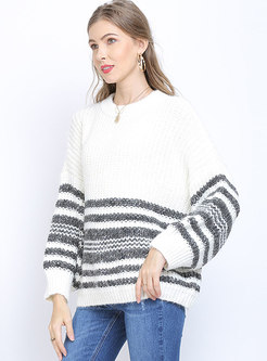 Plus Size Pullover Striped Loose Sweater