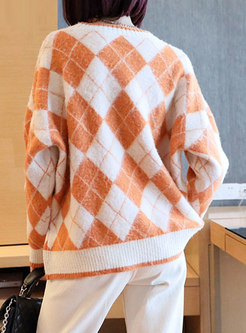 Long Sleeve Diamond Pullover Sweater