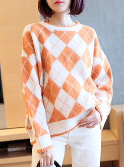 Long Sleeve Diamond Pullover Sweater