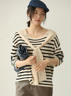 Striped Patchwork Pullover Loose Sweater