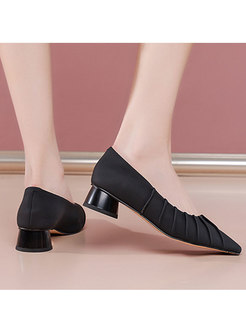 Pointed Toe Low-fronted Block Heel Shoes