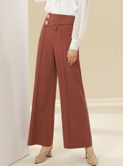 High Waisted Wide Leg Pants With Metal