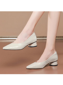 Patent Leather Low-fronted Block Heel Shoes