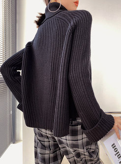 Turtleneck Pullover Ribbed Loose Sweater