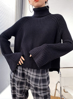 Turtleneck Pullover Ribbed Loose Sweater