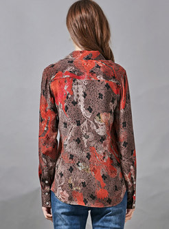 Print Single-breasted Silk Blouse