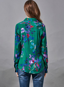 Print Single-breasted Silk Blouse