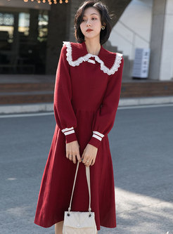 Color-blocked A Line Midi Sweater Dress