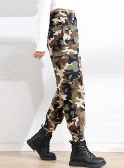 High Waisted Camouflage Casual Cargo Pants