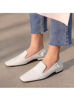 Square Toe Solid Non-slip Loafers