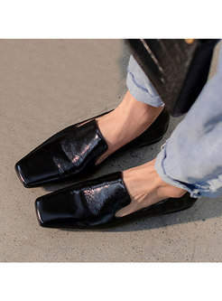 Square Toe Solid Non-slip Loafers