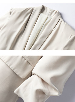 Lapel 3/4 Sleeve Flap Pocket Straight Blazer