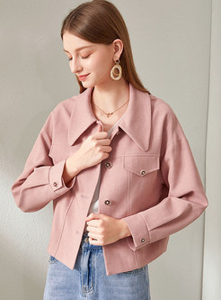 Pink Lapel Single-breasted Short Jacket