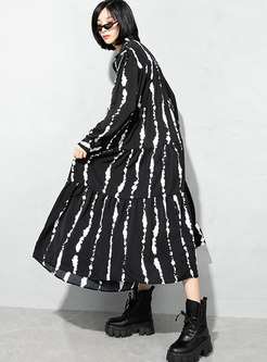 Black Plus Size Striped Shift Maxi Dress