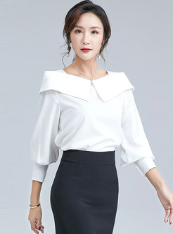 Off Shoulder Solid Pullover Chiffon Blouse