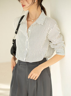 Long Sleeve Stripe Single-breasted Shirt