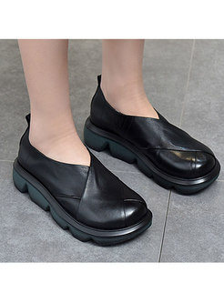 Rounded Toe Platform Non-slip Loafers