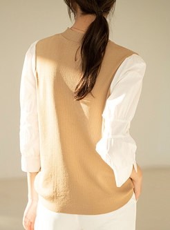 Color-blocked Patchwork Pullover Sweater