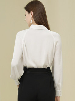 Puff Sleeve Ruched Single-breasted Blouse