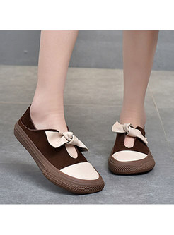 Rounded Toe Bowknot Flat Non-slip Loafers