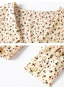 Long Sleeve Floral Pullover Bowknot Blouse