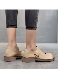 Rounded Toe Low-fronted Velcro Non-slip Flats