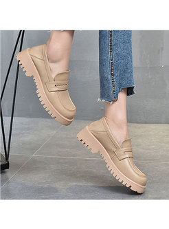 Rounded Toe Platform Non-slip Loafers